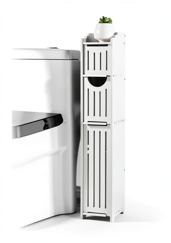 AOJEZOR Storage Cabinet White Toilet Paper Holder for Mega Rolls-3