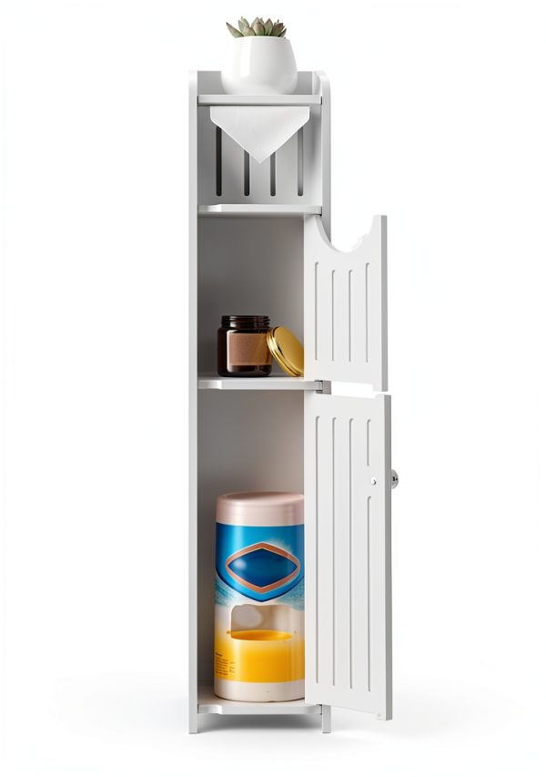 AOJEZOR Storage Cabinet White Toilet Paper Holder for Mega Rolls-2