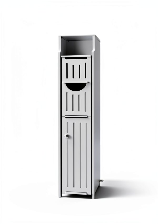 AOJEZOR Storage Cabinet White Toilet Paper Holder for Mega Rolls-5