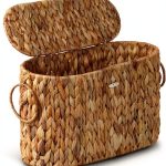 Toilet Paper Storage Basket efluky Water Hyacinth Slim Holder with Lid-0