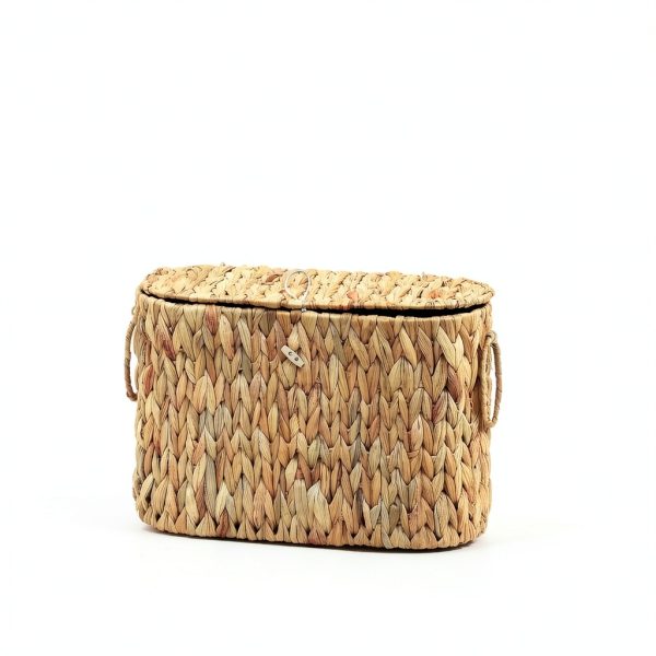 Toilet Paper Storage Basket efluky Water Hyacinth Slim Holder with Lid-5